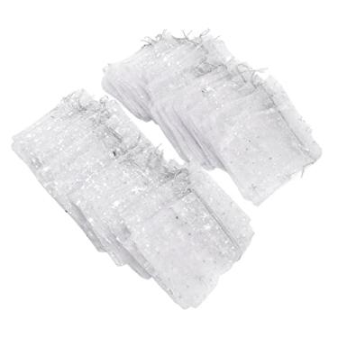 Imagem de Phefop 50 Peças de 50 Sacos de Corda de Malha de Malha de Peça Com Padrões de Estrelas, Bolsos Transparentes para Embalar Sabonetes Artesanais, Bolsas de Casamento, Doces (Prata)