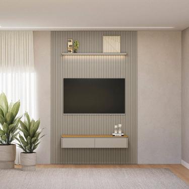 Imagem de Painel para Tv 75 Polegadas com Led Ripado Modular Tauari / Gris Fosco