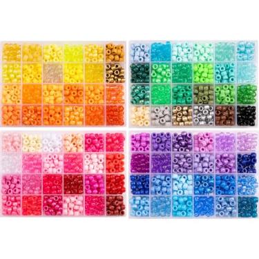 Imagem de Conjunto de 3250 miçangas de pônei Kandi 2400 peças de contas de arco-íris em 96 cores, 800 peças de contas de letras e coração com fios elásticos de 20 metros, contas de cabelo para pulseira, kit de fabricação de colar de joias, conjunto de fabricação de colar (3250)