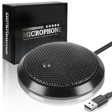 Imagem de Microfone de Mesa para pc, Microfone de Conferência USB, Microfone Condensador Omnidirecional de 360° com Tecla Silenciosa