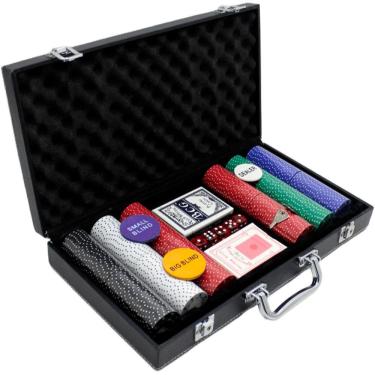 Imagem de Maleta De Poker Preto Com 300 Fichas Numeradas Carta Baralho