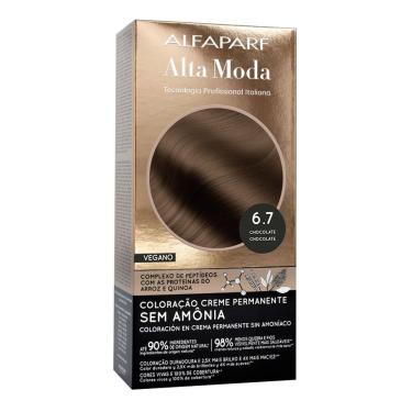 Imagem de Coloração Creme Permanente Alfaparf Alta Moda Vegano Sem Amônia 6.7 Chocolate