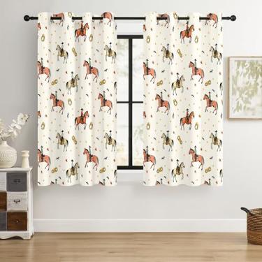 Imagem de Cortinas blackout caubói ocidentais – 100% blackout rústico estilo rodeio ocidental e cowboy, redução de ruído com isolamento térmico para quarto, sala de estar e caverna masculina (desfile de caubói