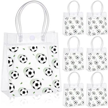 Imagem de Kolldenn 36 peças de sacos de presente de futebol de PVC transparente com alça para lembrancinhas de festa esportivas para lanches de equipe, artigos de aniversário