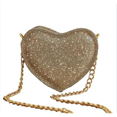 Imagem de Bolsa Feminina Transversal Pequena Mini Bag Festa Love Glitter(Glitter dourada)