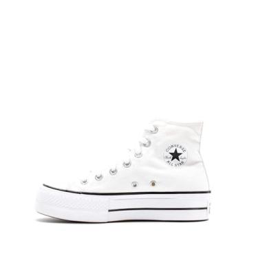 Imagem de Converse Tênis feminino Chuck Taylor All Star Lift, branco/preto/branco, 7 Women/5.5 Men