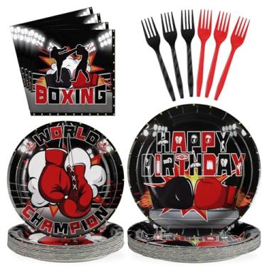 Imagem de Grencian 96 Pcs Boxing Birthday Party Paper Plates Napkins