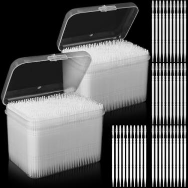 Imagem de JiaUfmi Palito de dente de plástico para higiene bucal em bastão de escova interdental bidirecional