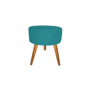 Imagem de Banqueta Puff decorativo redondo pé palito tripé azul turquesa - Roggi