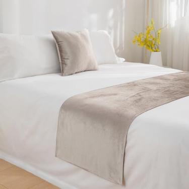 Imagem de Cachecol de cama de luxo moderno cobertor de cama de veludo de alta qualidade protetor de cama macio cor sólida queen king toalha de cama para decoração de quarto de casamento de hotel, casa