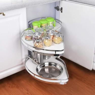 Imagem de Organizador De Canto Cego De Cozinha 2 Camadas Bandeja Giratória Cesta De Puxar Para Armário De 900-1000mm, Right Open