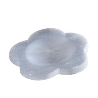 Imagem de Almencla Prato de cristal de selenita, bandeja de carregamento, presente, artesanato decorativo, ornamento de relaxamento para homens, mulheres, meditação, 9cm