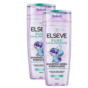 Imagem de Kit 2 Shampoo L'Oréal Paris Elseve Pure Hialurônico, 400ml