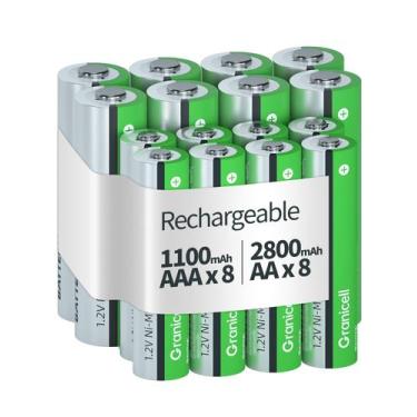 Imagem de Baterias recarregáveis Granicell AA 2800mAh x8 e AAA 1100mAh x8