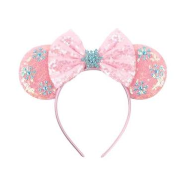 Imagem de Tiara De Orelhas De Rato Com Lantejoulas E Laço Para Meninas Com Pérol