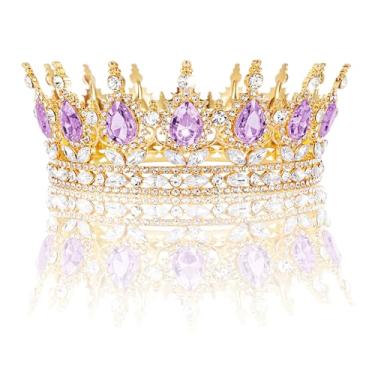 Imagem de Coroa dourada para mulheres, tiara de tiaras de cristal para casamento, acessórios de cabelo para noiva, festa de aniversário, formatura, bolo, Strass