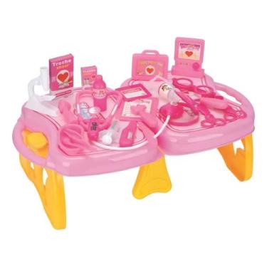 Imagem de Conjunto maleta médico doutor brinquedo 25 peças com mesinha - FENIX, 