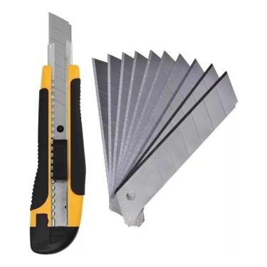 Imagem de Estilete Profissional Emborrachado C/Trava 18Mm + 10 Laminas