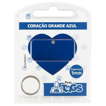 Imagem de Plaquinha de Identificação Personalizada - Coração Azul G - PETSTAGS