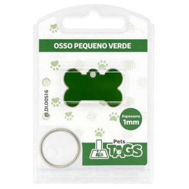 Imagem de Plaquinha de Identificação Personalizada - Osso Verde P - PETSTAGS