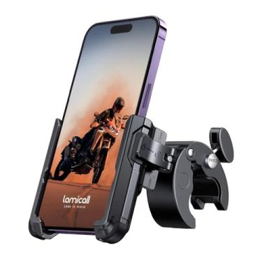 Imagem de Suporte Celular BP09 para Montagem Guidão Preto, Compatível com Smartphones de 4,7 a 6,8 Polegadas, Diâmetro do Guidão de 15 a 40 mm, Rotação de 360° e Bloqueio Seguro