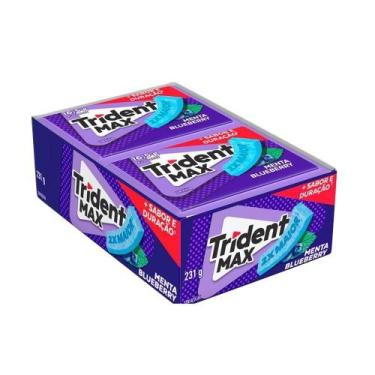 Imagem de Chiclete Trident Max Menta Blueberry sem Açúcar 16,5g - Caixa com 14 u