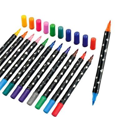 Imagem de Canetas Colorir Com Glitter 2 Pontas Com 48 Cores