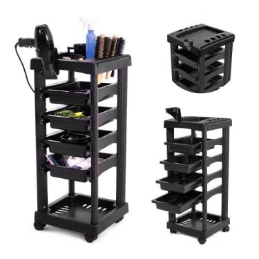 Imagem de Carrinho Auxiliar Preto Multiuso Com Gavetas - Santa Clara