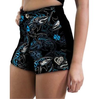 Imagem de Short Feminino Cyclone Veludo Tribal Shark Light, Preto, Azul, P