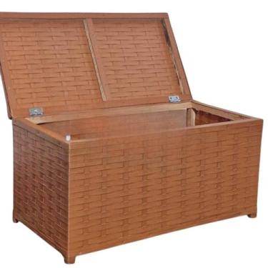 Imagem de Caixa Organizadora de Brinquedos com Tampa Articulada - Design Moderno em Tecido, Estrutura em Madeira e Pronta para Uso (avelã)