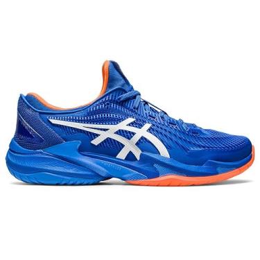 Imagem de Tenis ASICS Court FF 3 Novak All Court Masculino Azul Branco e Laranja Modelo 2023 (br_footwear_size_system, adult, numeric, numeric_40)