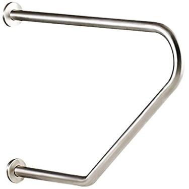 Imagem de Barras de apoio para banheiro, corrimão curvado de aço inoxidável montado na parede, trilho de suporte de segurança de vaso sanitário, trilho de apoio sem barreiras de banheiro para idosos (tamanho