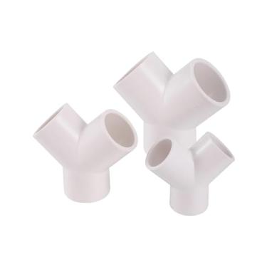 Imagem de 1 peça PVC 20-32 mm conector T junta de tubo de abastecimento de água Y inclinado três vias três garfos adaptador de acessórios para tubos de aquário branco (20 mm)