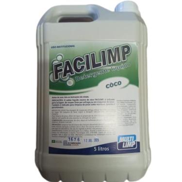 Imagem de Detergente de Côco Facilimp Líquido 5 Litros - 2 Galões
