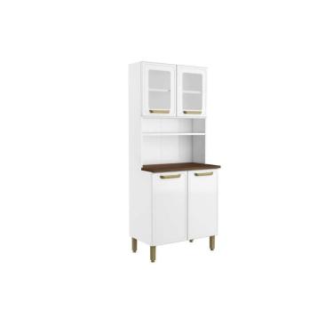 Imagem de Kit De Cozinha Compacta Bella C- 4 Portas (2 C- Vidro) 80cm Branco - Bertolini