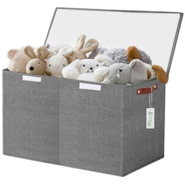 Imagem de Bagnizer Grande caixa de armazenamento de brinquedos com tampas, organizador de armazenamento de bebê resistente dobrável cesto de caixa para crianças, meninos, meninas, sala de jogos, berçário