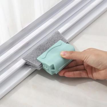 Imagem de Pacote com 2 escovas de limpeza para janelas e portas, escova de fenda para janela doméstica - verde