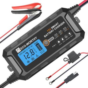 Imagem de Carregador de bateria ECO-WORTHY 12V 5A Smart LCD para chumbo-ácido