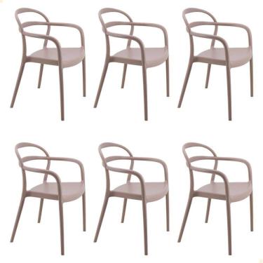 Imagem de Kit 6 Cadeiras Tramontina Sissi Summa Em Polipropileno E Fibra De Vidro Com Braços Camurça 92045210