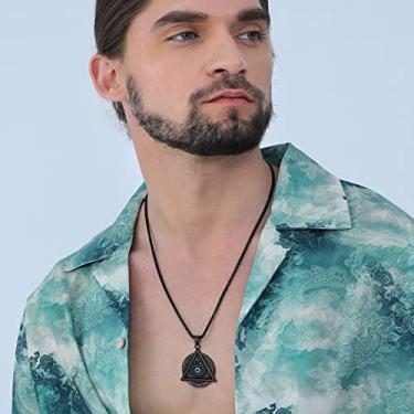 Imagem de Colar masculino de aço inoxidável com pingente de olhos, One Size, Aço inoxidável, Sem Pedra Preciosa