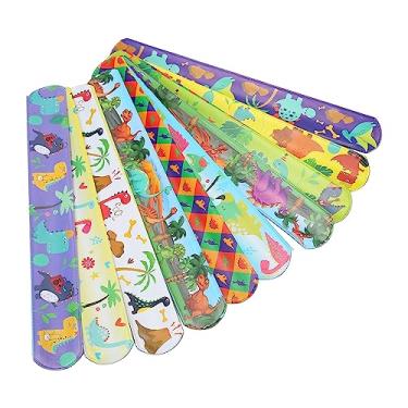 Imagem de Cryfokt Pulseira Tapa para Lembrancinhas, Padrão de Dinossauro de Desenho Animado, Pulseira de PVC Macio para Festival Divertido Infantil