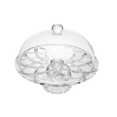 Imagem de LYOR - Prato para Bolo com Pé e Tampa Deli Diamond 30cm x 23,5cm Vidro