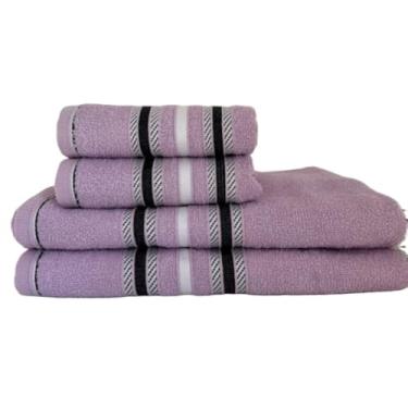 Imagem de Toalha de Banho Gigante, Kit 10 Toalha de Rosto 40x70cm Algodão Felpuda e Bordada Premium Lavabo(Kit 10 Rosto Lilás)