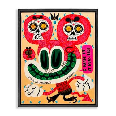 Imagem de Stupell Industries Arte de parede em tela flutuante marrom com desenho animado brilhante do México, design de Jorge R. Gutierrez, 80 x 63 cm