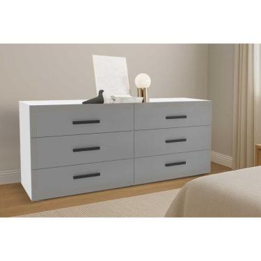 Imagem de Cômoda Casal Valência C- 6 Gavetas Branco-cinza - Politorno