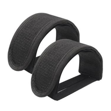 Imagem de 1 par de clipes de dedo do pé de alça de pedal de bicicleta ajustável antiderrapante adesivo duplo tiras para pés de bicicleta preto