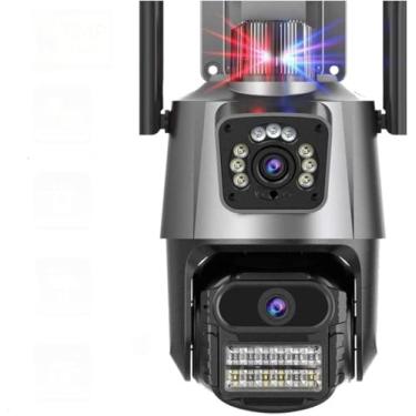 Imagem de Câmera de Segurança Externa 4K 6MP Dupla – WiFi, Visão Noturna Colorida, Sirene Inteligente, Detecção de Movimento, À Prova d’Água, Monitoramento Remoto por App