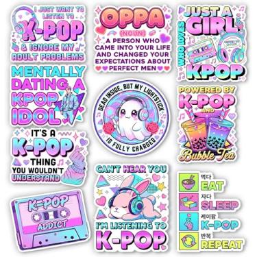 Imagem de HOSALA (10 peças - 7,6 cm) Pacote de adesivos K-Pop engraçados, adesivos femininos fofos para amantes de música coreana, presente de fã de K-pop, decoração Kpop Idol Kdrama para laptop, tablet