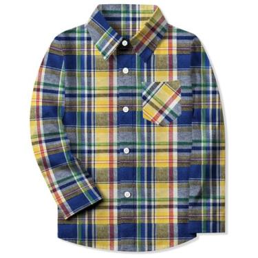 Imagem de Camisa de flanela SANGTREE de manga comprida com botões xadrez 4XL