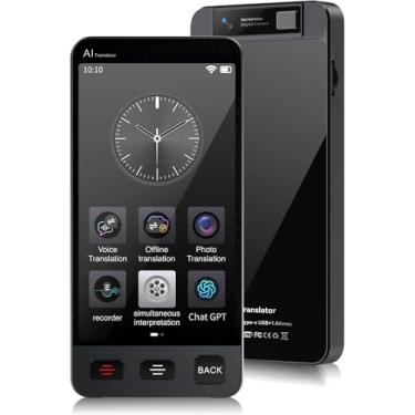 Imagem de Dispositivo tradutor de idiomas offline, Tradutor instantâneo M80 ChatGPT sem necessidade de WiFi, tradução de voz bidirecional em tempo real, gravação e tradução de IA de foto para viagens de